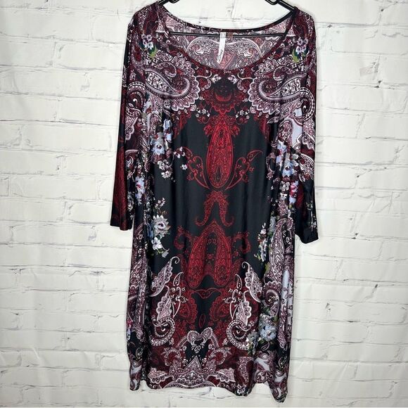 NY Collection 1X red & black dress - Picture 1 of 6